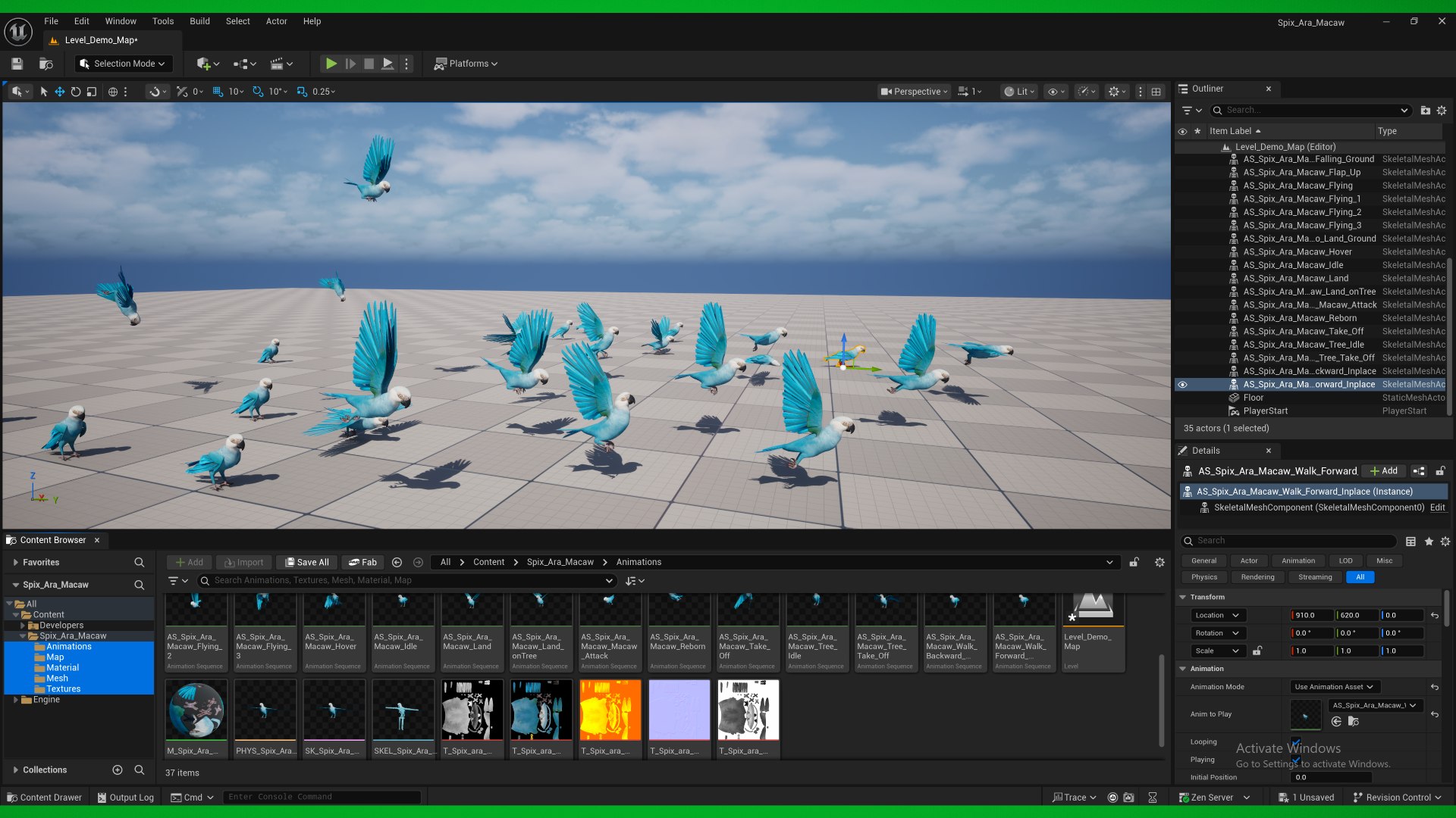 Spix Blue Macaw model https://p.turbosquid.com/ts-thumb/Zn/4HguxU/DD/unreal_level/png/1760757484/1920x1080/fit_q87/45bc76eb6e5923b4c49e5ea60ee12466eedfd349/unreal_level.jpg