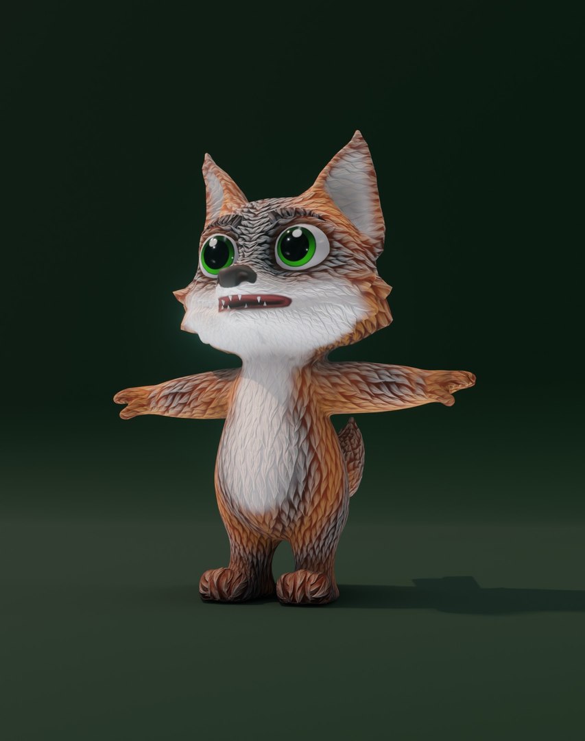 Cartoon Grey Fox 3D Model Model - TurboSquid 1848481