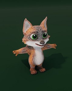 Cartoon Grey Fox 3D Model model