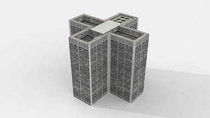 Low-poly Cross-Shaped Plan High-Rise Office Building