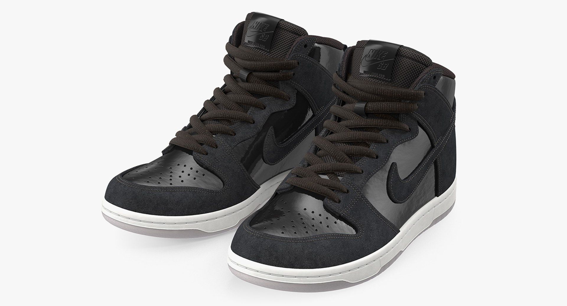 Skateboard Shoe Nike SB Dunk High Pro Black 3D model preview