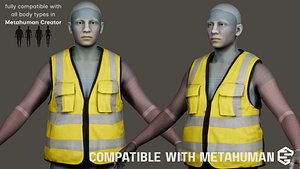 Worker Yellow Vest - MetaHuman Compatible Low-poly 3D model model