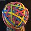 3D colorful rubber band ball model
