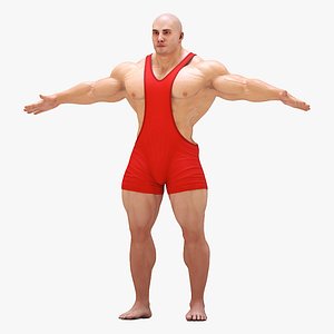 Athlete Man in Red Leotard Rigged for Maya