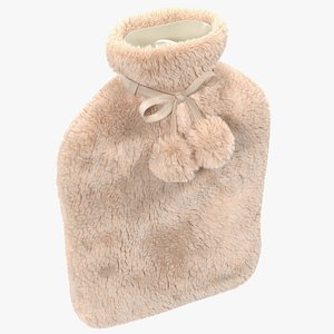 Hand Warmer Hot Water Bag White Fur 3D model