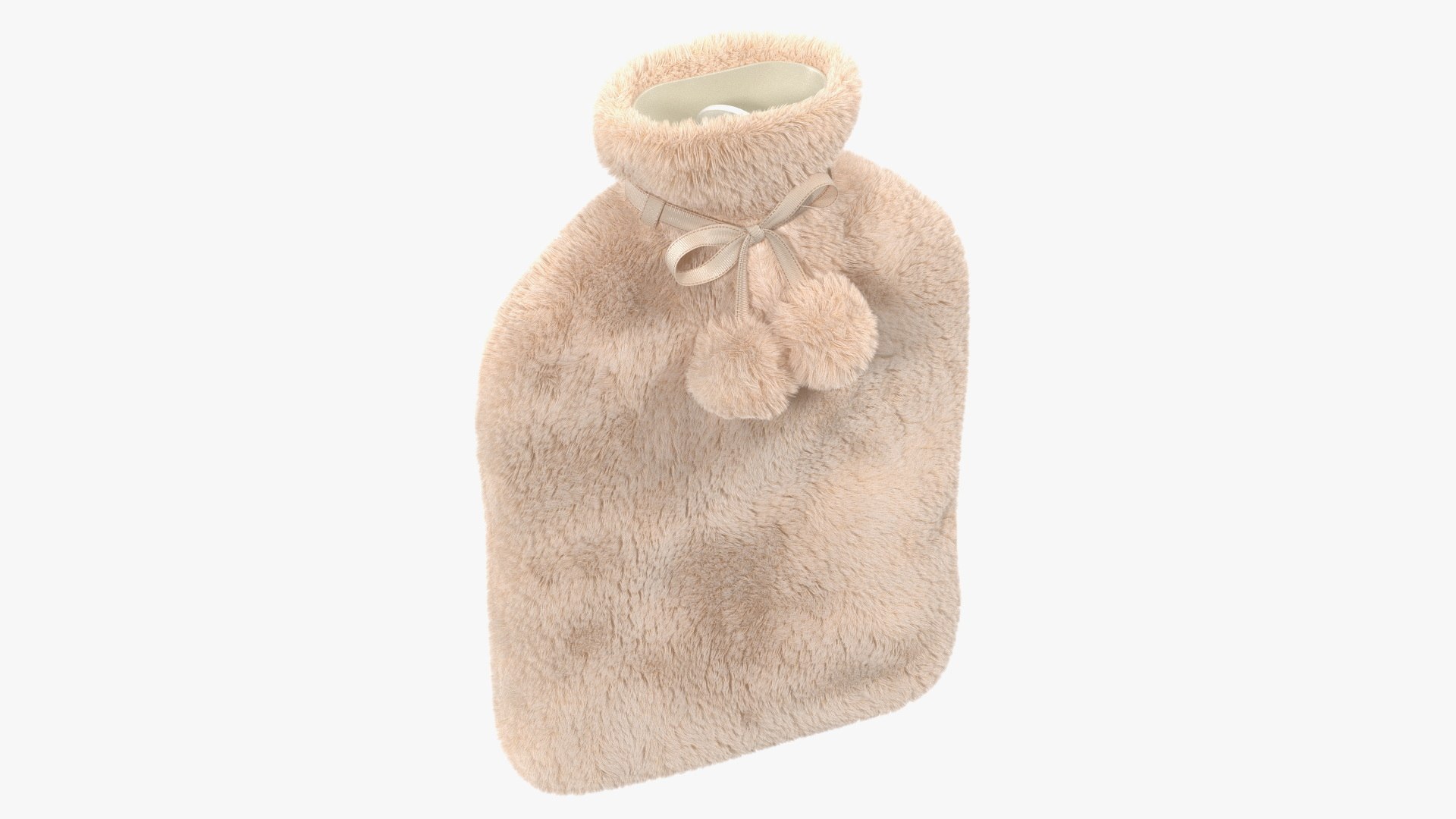 Hand Warmer Hot Water Bag White Fur 3D model preview