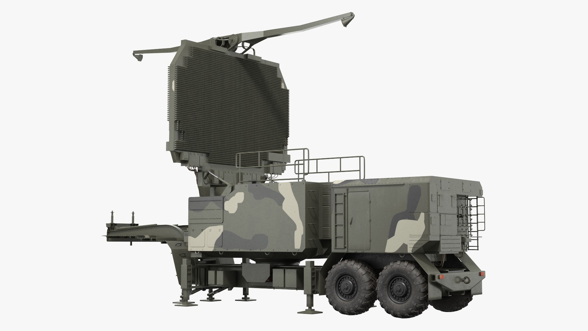 Long Range Radar TOMBSTONE 64N6 Camo Trailer 3D model preview