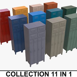 3D model PBR School Gym Locker 10 - Multi color Pack
