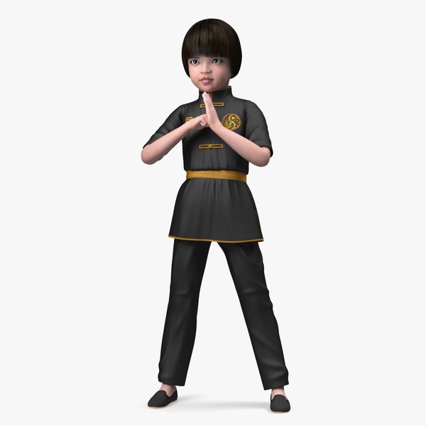 Chinese Girl Child Engaged in Martial Arts 3D model