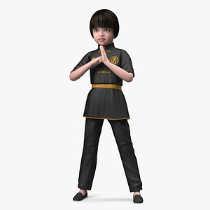 Chinese Girl Child Engaged in Martial Arts