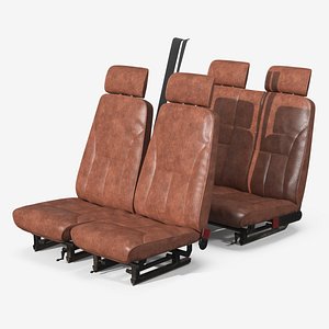 3D Cessna 172 Aircraft Passenger Seats Brown