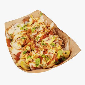 Potato dip dipping fried fry sauce with greens 3D model