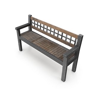 Weathered Outdoor Park Bench 11