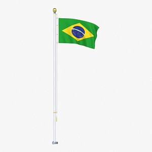 BrazilFlagStandPoleAnimated