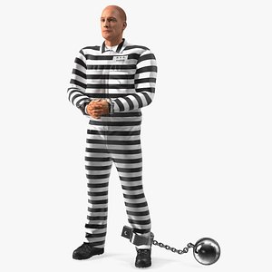 Prisoner Wearing Old Robe with Shackles Fur