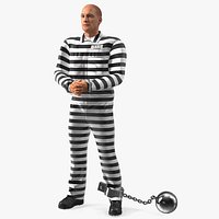 Prisoner Wearing Old Robe with Shackles Fur