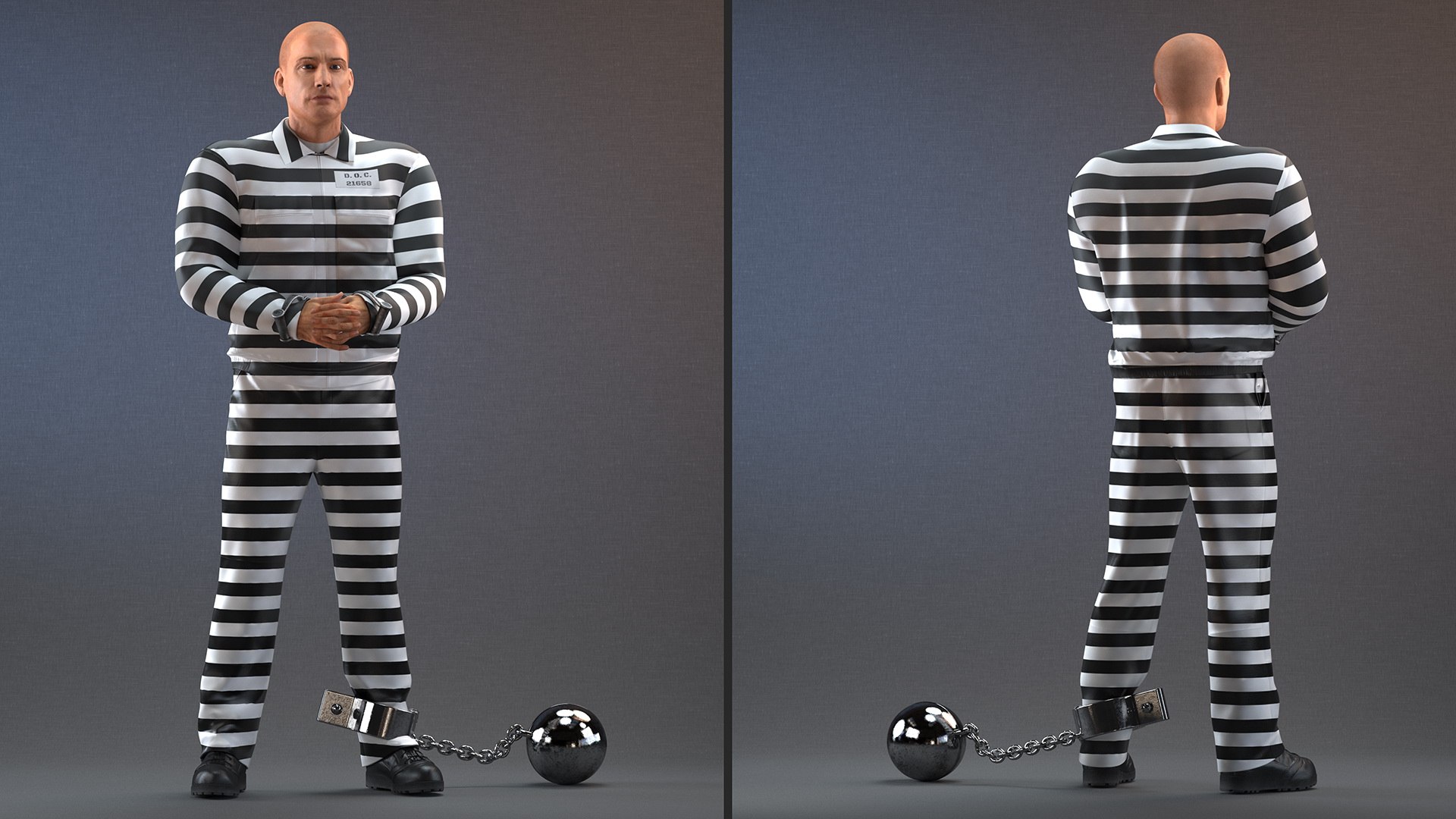 Prisoner Wearing Old Robe With Shackles Fur Model - TurboSquid 2228890
