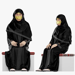 3D Old Arab Lady Sitting model