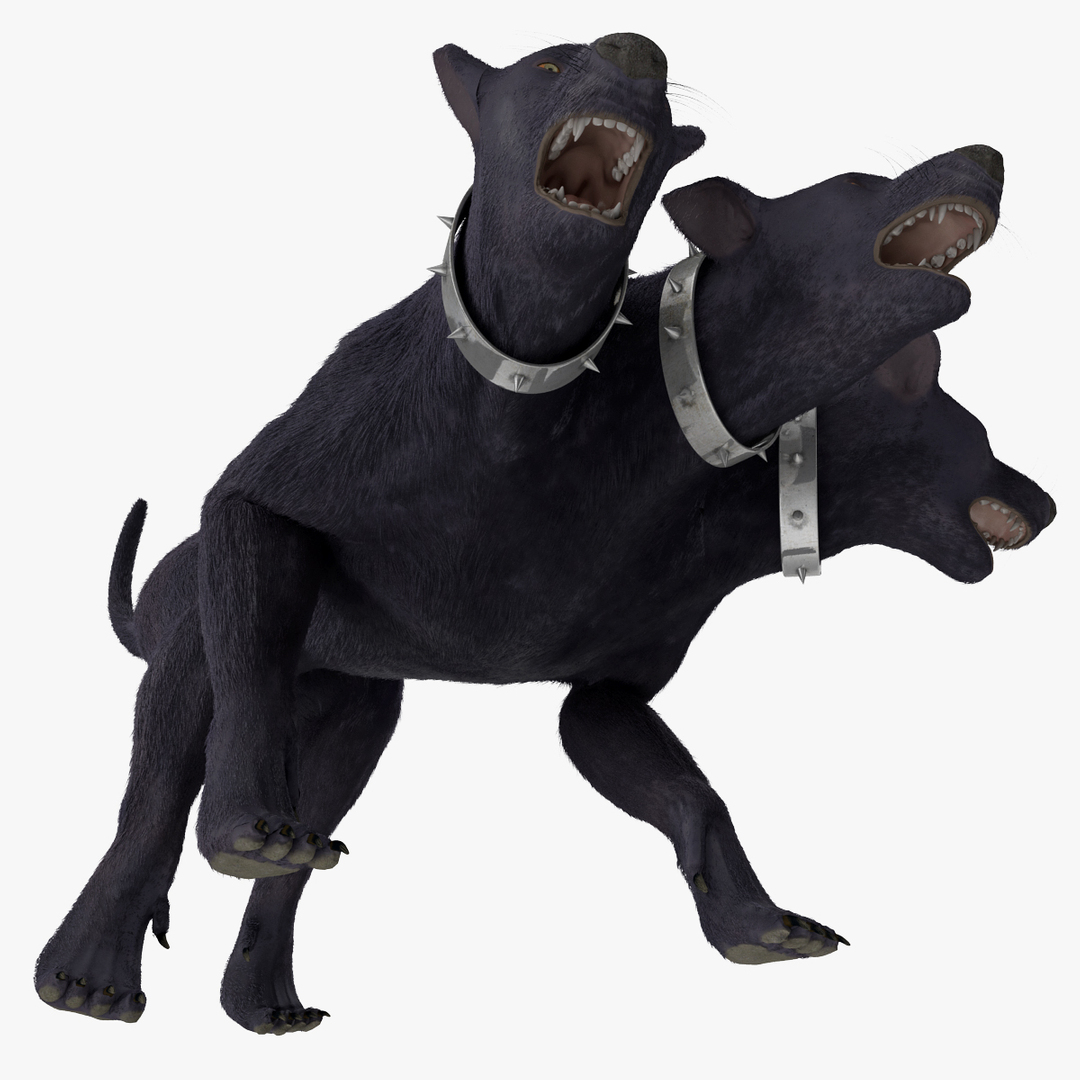 3d model three-headed dog cerberus fur