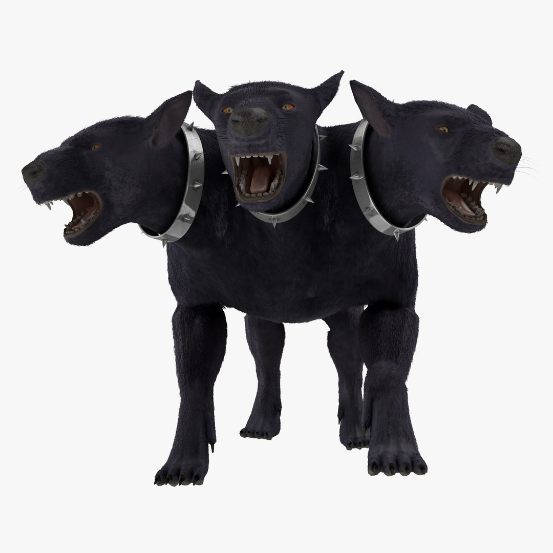 3d model three-headed dog cerberus fur