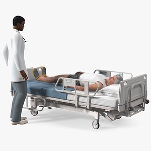 Patient on Hospital Bed And Doctor 3D model