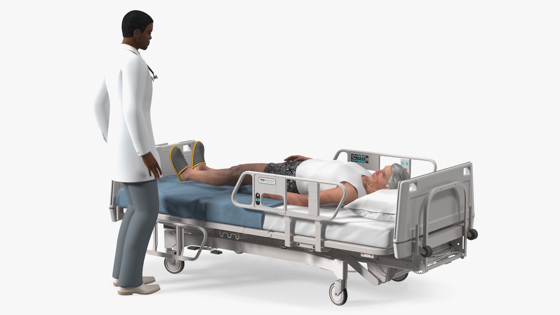 Patient on Hospital Bed And Doctor