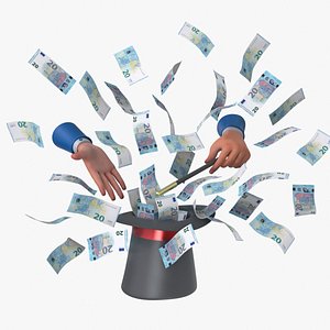 3D model Euro 20 Magic Hat Money