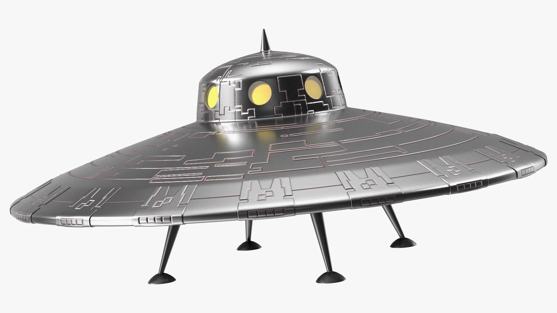 Retro UFO Ship Stand 3D model preview