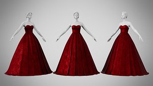 Dress 48 Burgundy Velvet With Design 3D