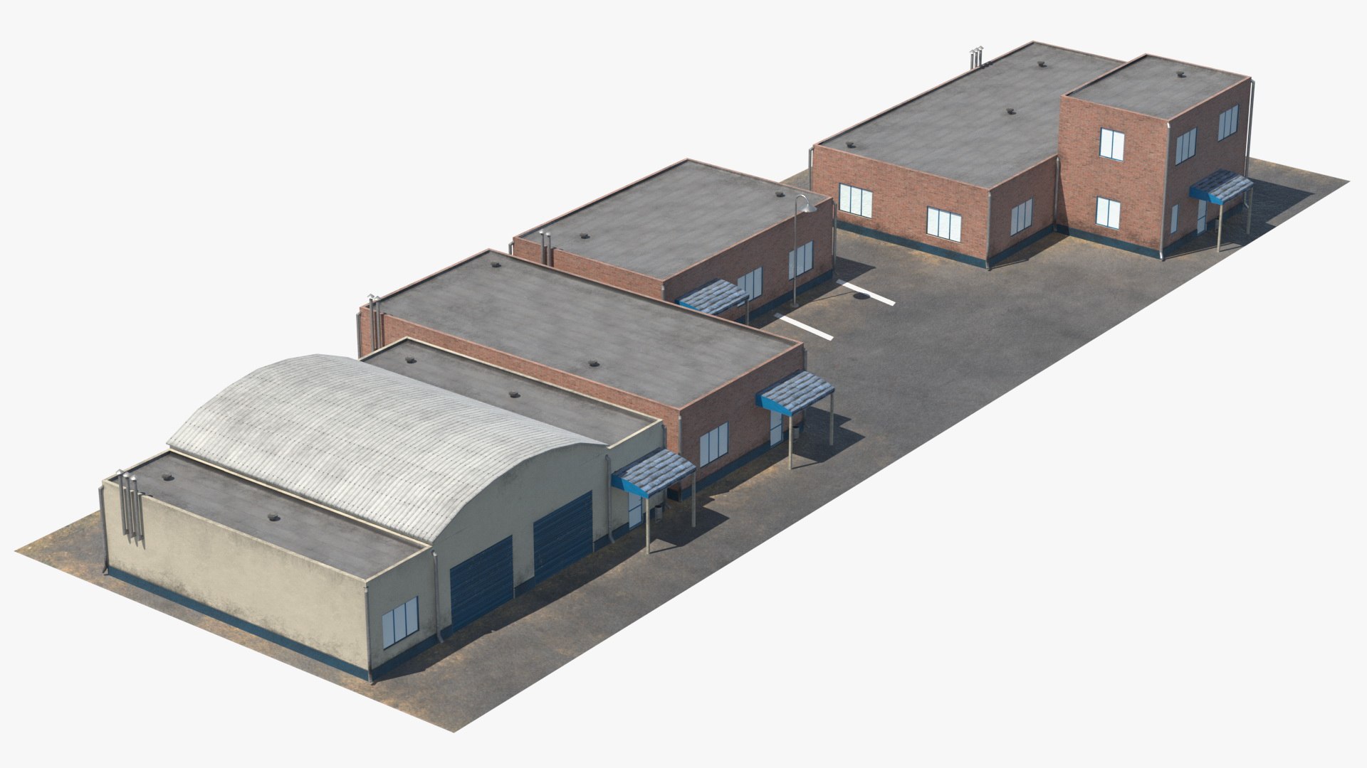 Factory Buildings Set 3D model preview