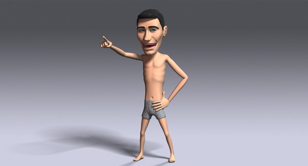 3D cartoon skinny guy rigged character model - TurboSquid 1327050
