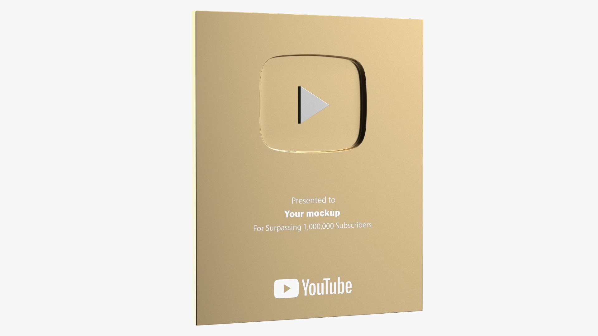 Golden Youtube Button 3D model preview