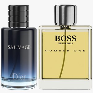 Two Detailed Men Perfume Bottles