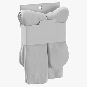 Hanging Socks White Black Blank and Generic Label 3D model