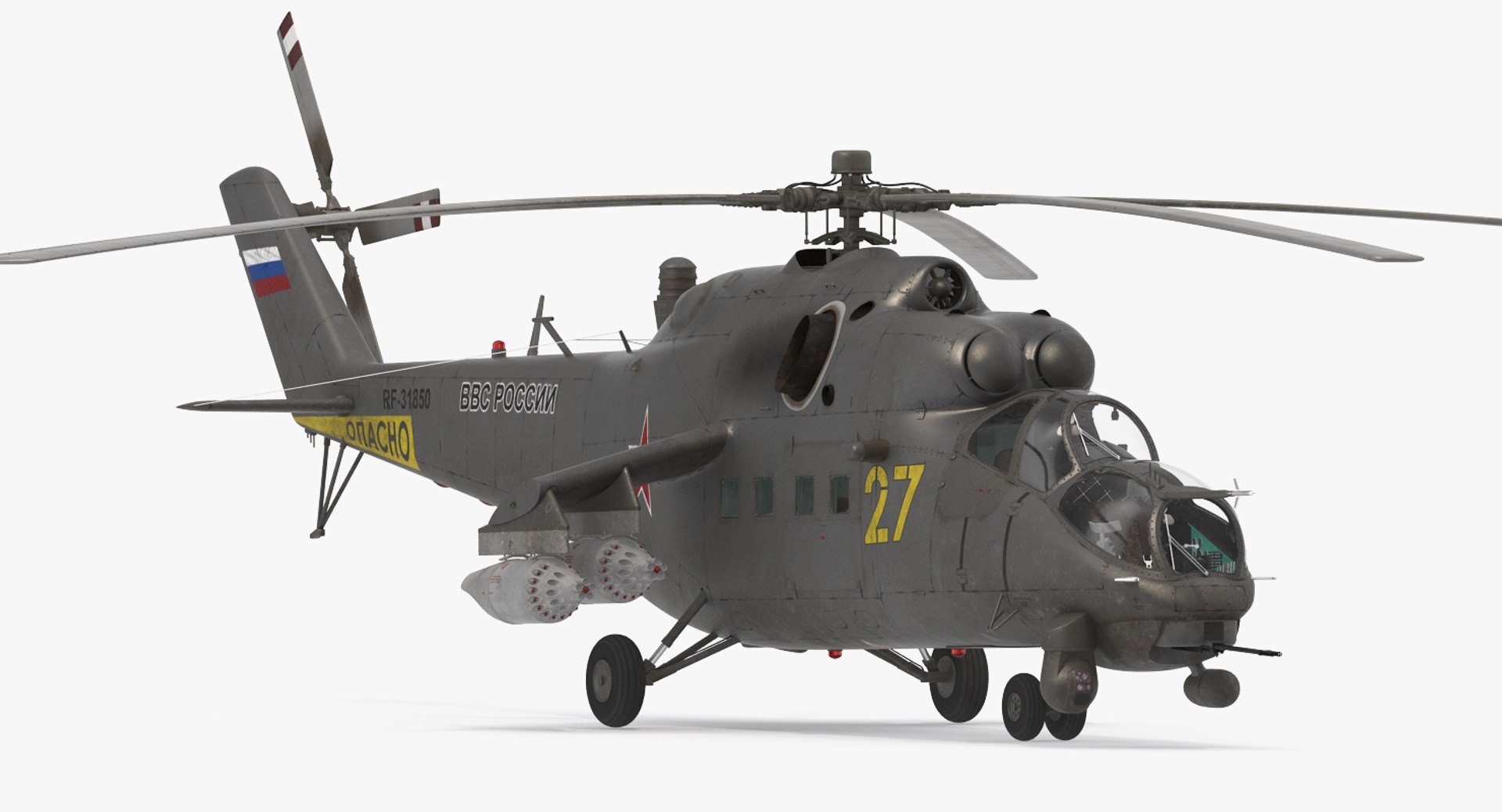 russian large helicopter gunship 3d model