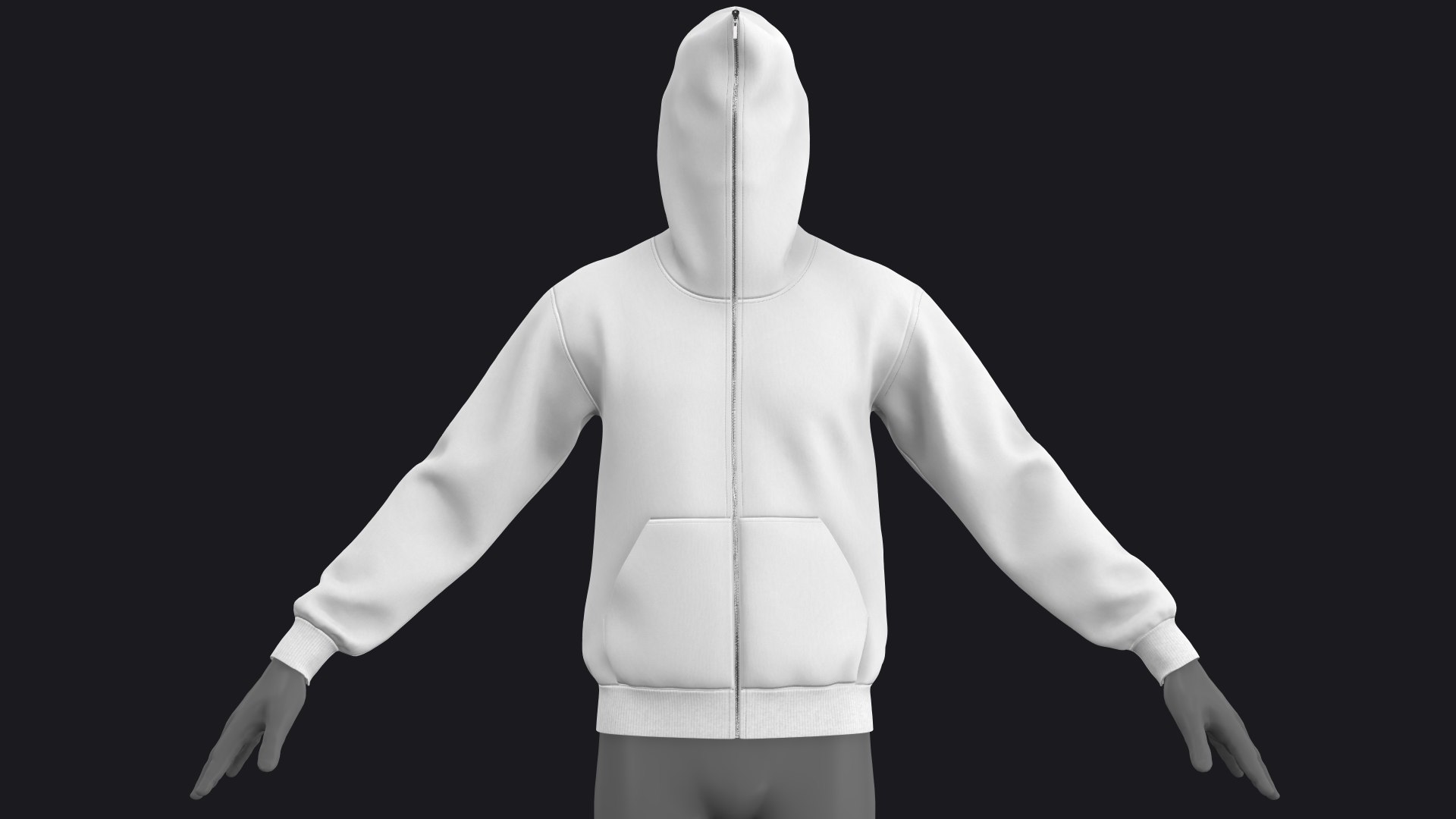 3D model Basic male full zip hoodie Marvelous Designer Clo 3D zpac obj ...