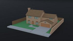 Lowpoly Cartoon simpsons house Polygonal Style
