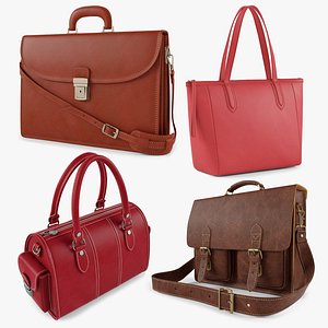 3D model Leather Bag Bundle 01
