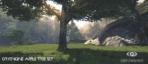 3ds realistic apple tree set