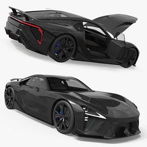 Luxury Sport Concept Vehicle Black Simplified 3D