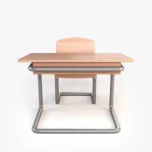 wooden school desk 3D model