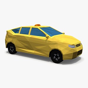 Low Poly Stylized Model Taxi 3D model