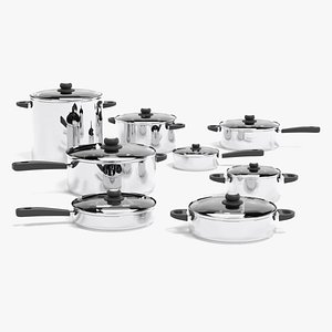 3D model cooking pots