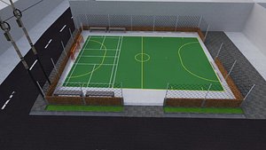 parking area with futsal and badminton court