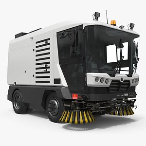 3D Municipal Road Sweeping Machine White