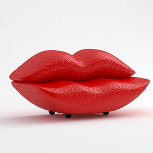 3D Lips Sofa Red