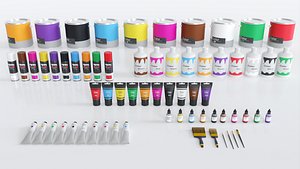Pack 6 Paint Containers Colors 3D model