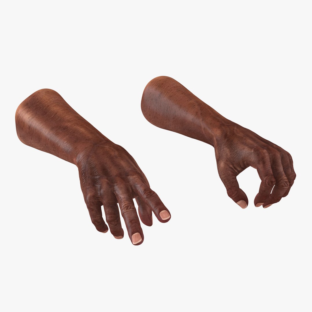 Old African Man Hands 2 Rigged 3D model preview