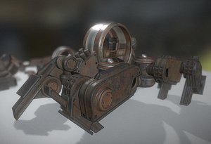 Futuristic Terrain Walker Rusty Version Rigged and Animated