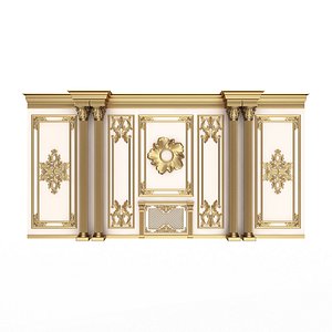 Boiserie Classic Wall with Mouldings 011 White 3D model